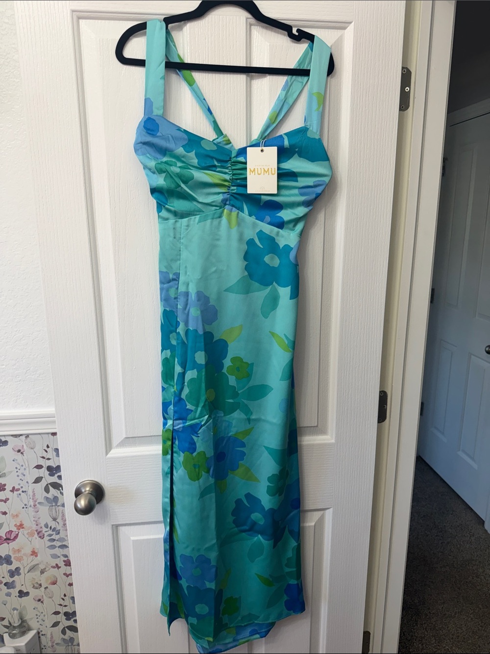 Show Me Your MuMu Teal Floral Maxi Dress